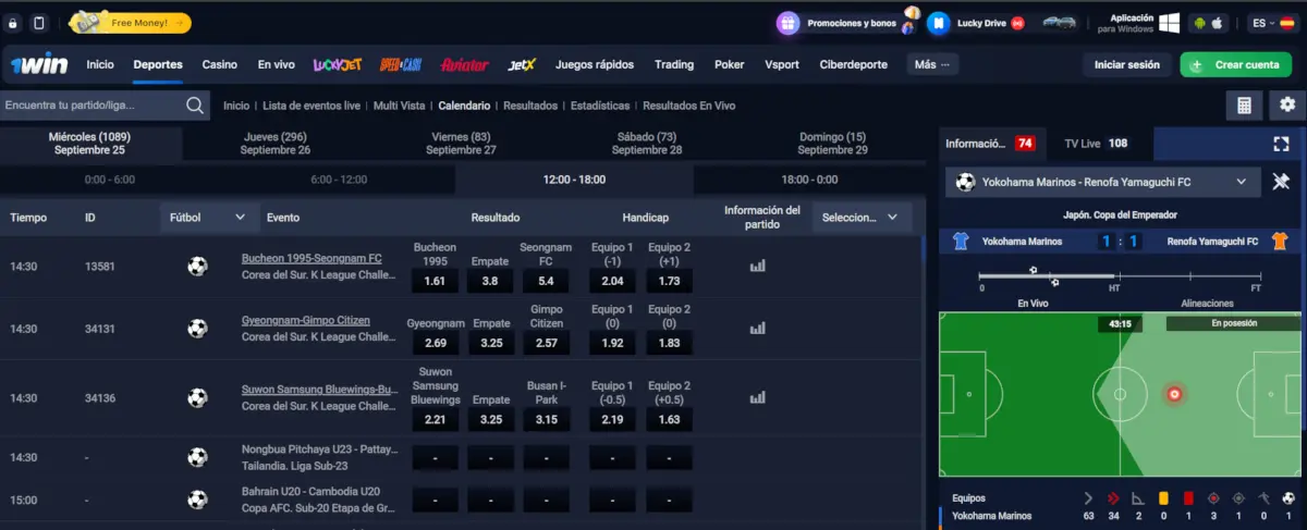 Deportes disponibles en 1Win Bet